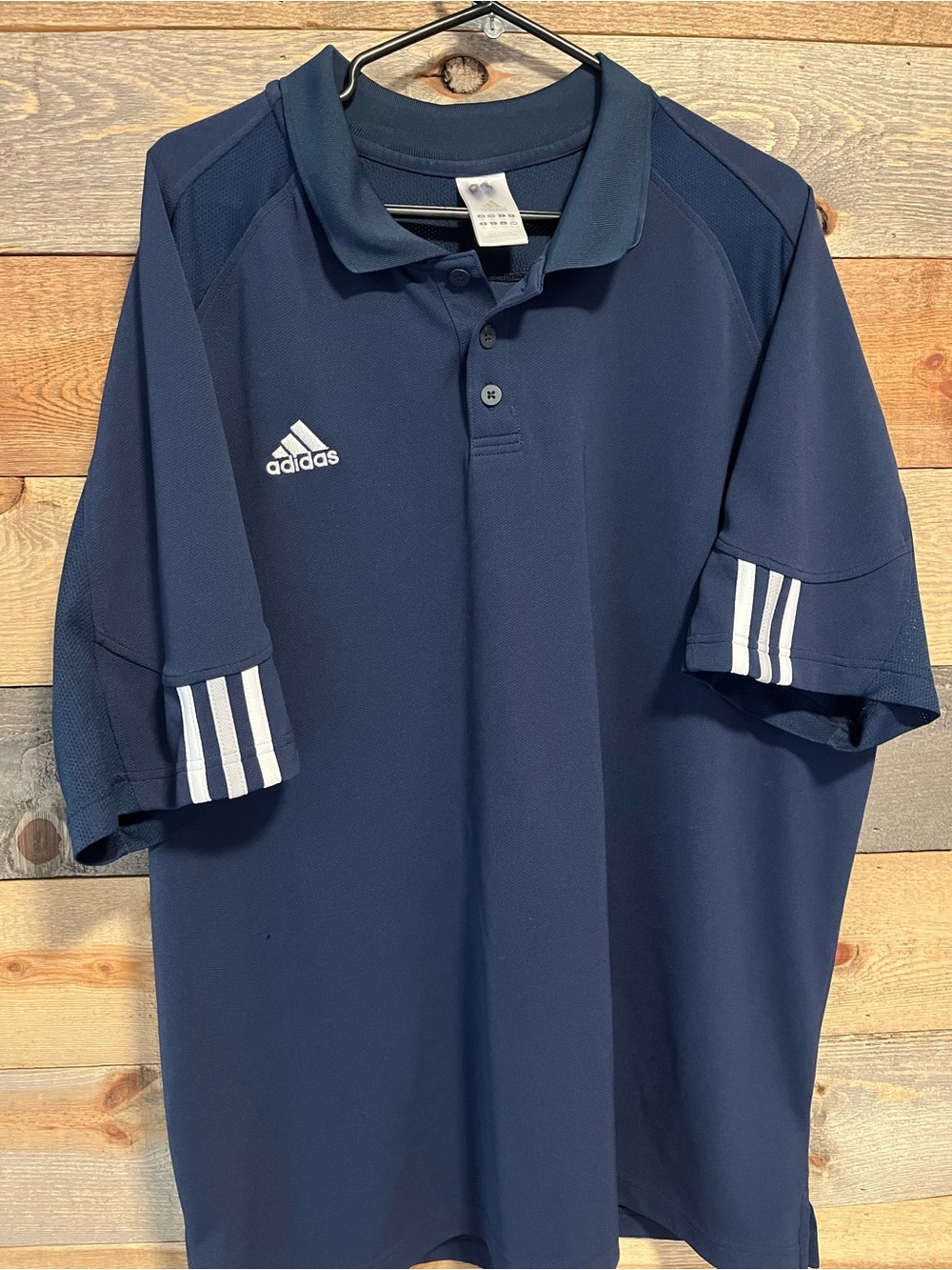 Adidas Men's Navy Polo Shirt with Contrast Sleeve Stripes Size XXL